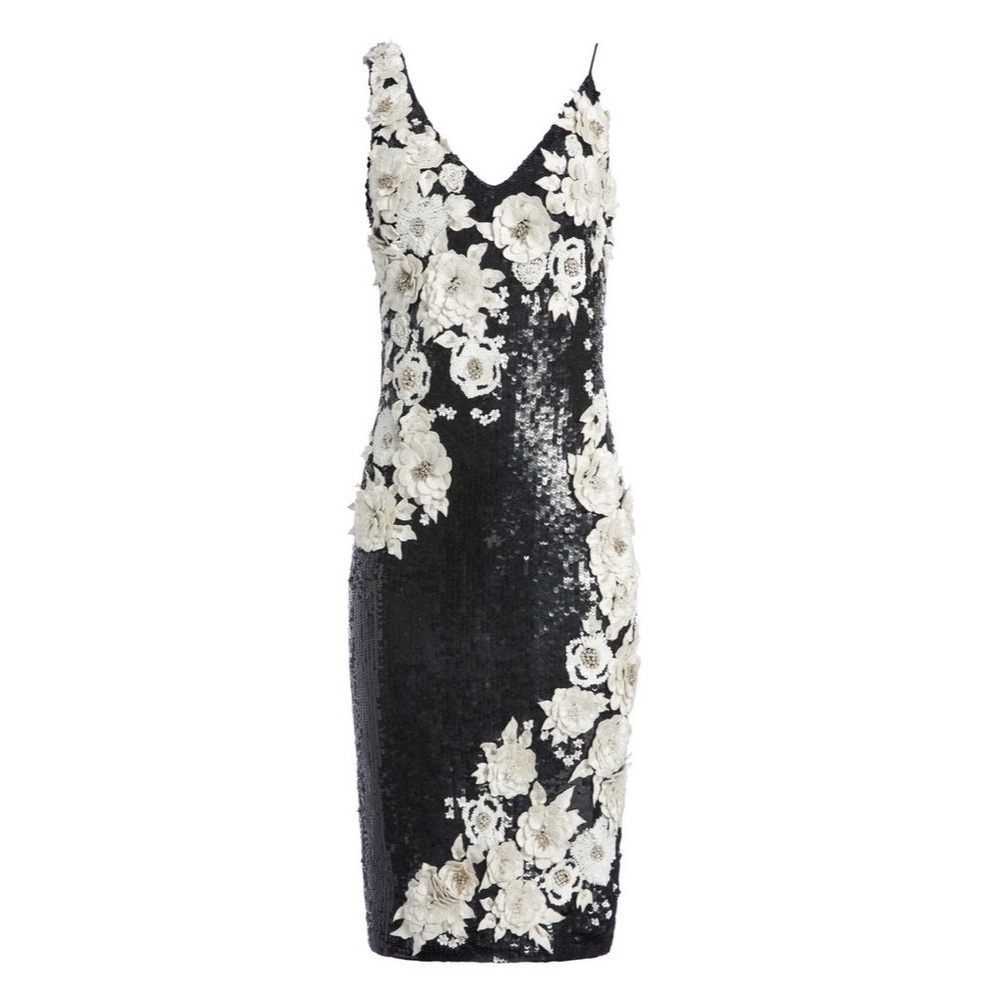 Alice Olivia Francie Sequin Fitted Gown Midi Dress - Picture 2 of 7